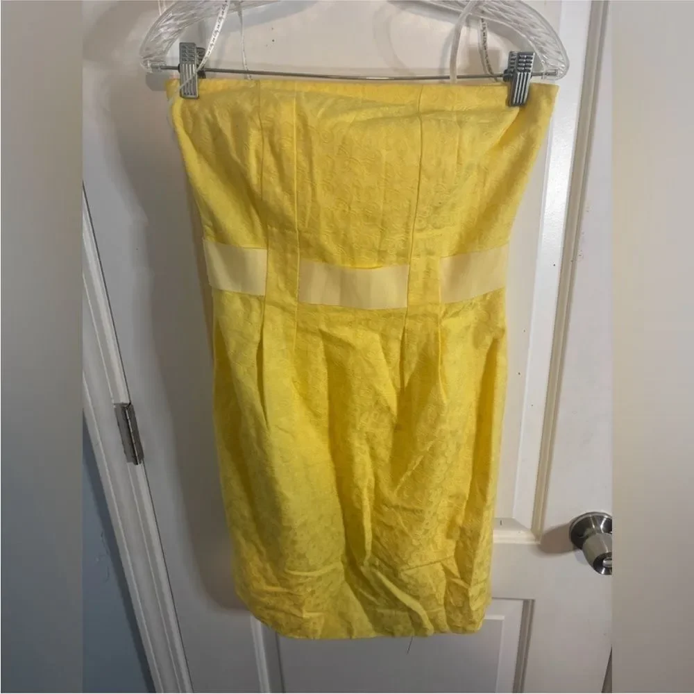 Lily Pulitzer vintage  Elegant Yellow Strapless Dress size 2 EUC - Picture 2 of 5